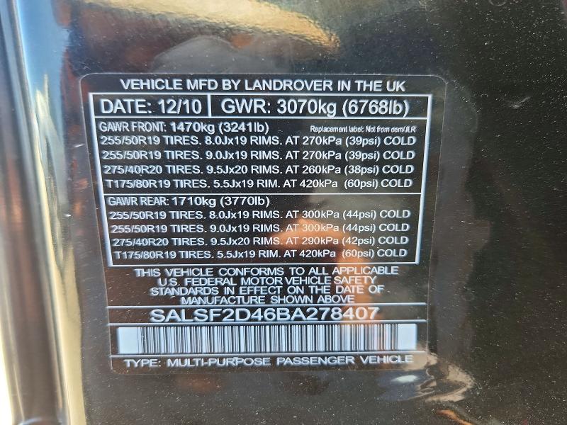 Продаж на аукціоні авто 2011 Land Rover Range Rover Sport, vin: SALSF2D46BA278407, номер лоту: 60591896