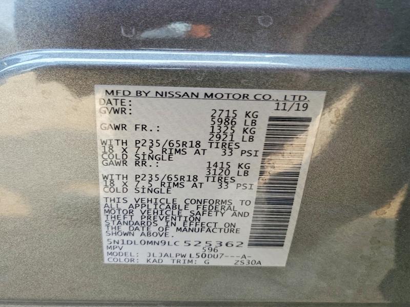 Продаж на аукціоні авто 2020 Infiniti Qx60, vin: 5N1DL0MN9LC525362, номер лоту: 59854076