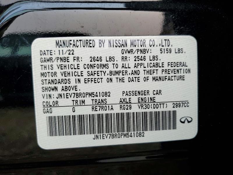 61029936 :رقم المزاد ، JN1EV7BR0PM541082 vin ، 2023 Infiniti Q50 مزاد بيع