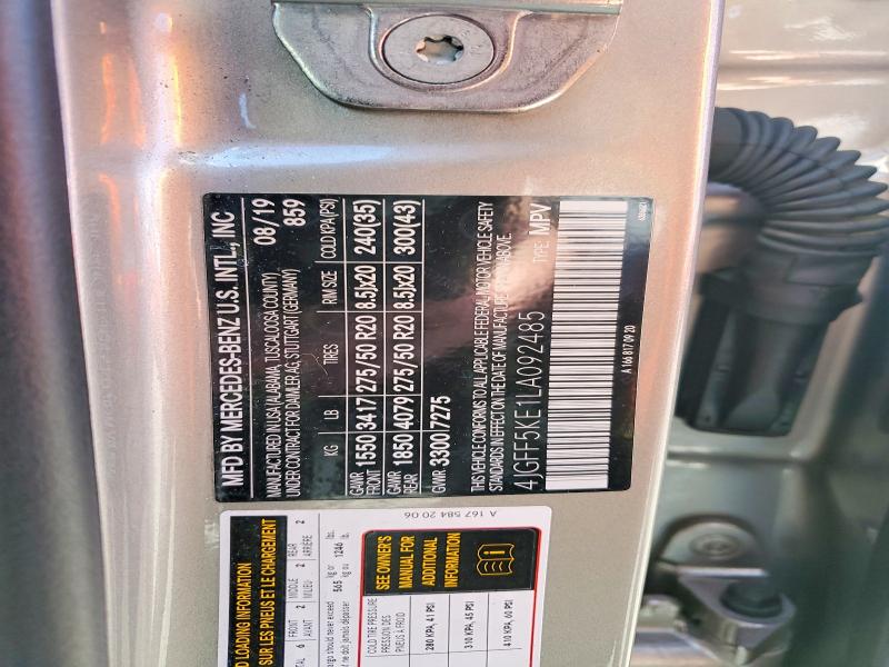 Aukcja sprzedaży 2020 Mercedes-benz Gls, vin: 4JGFF5KE1LA092485, numer aukcji: 59903446