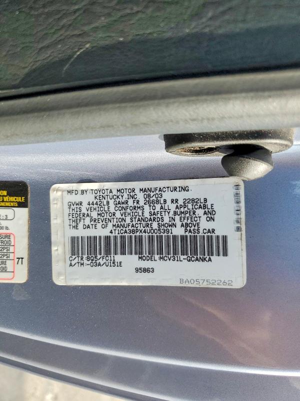 Aukcja sprzedaży 2004 Toyota Camry Solara, vin: 4T1CA38PX4U005391, numer aukcji: 60971516