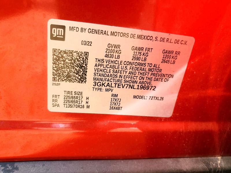 Продажа на аукционе авто 2022 Gmc Terrain Sle, vin: 3GKALTEV7NL196972, номер лота: 59648606