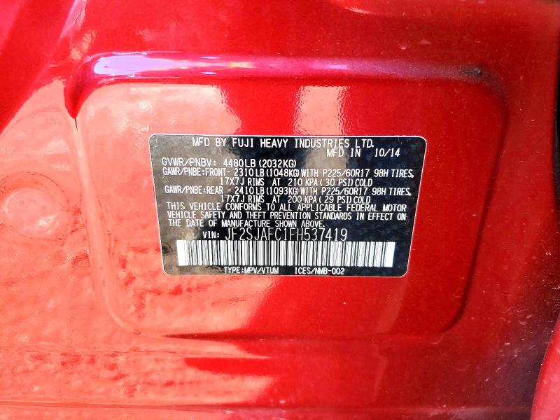 2015 Subaru Forester მანქანა იყიდება აუქციონზე, vin: JF2SJAFC1FH537419, აუქციონის ნომერი: 60311406