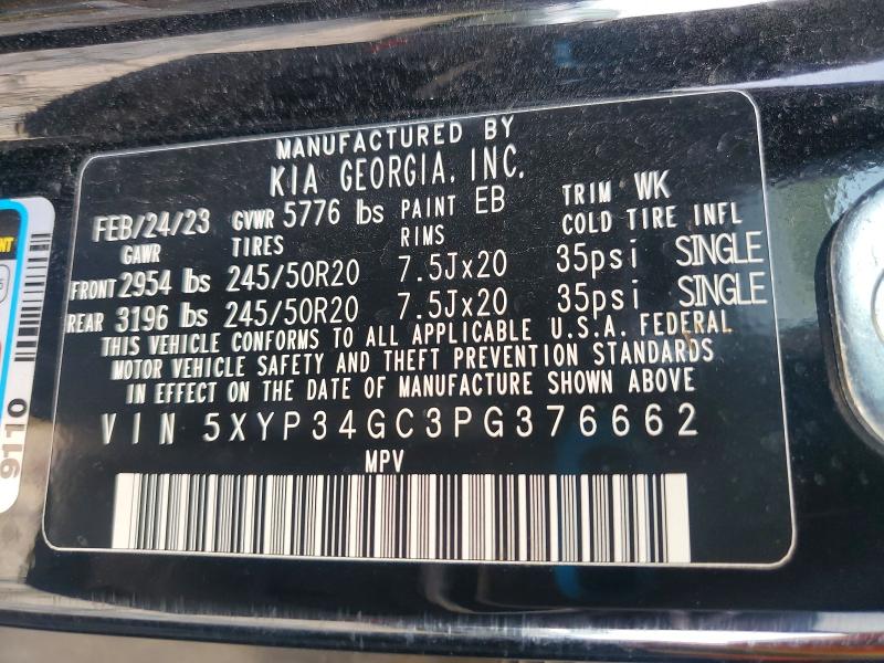 61701216 :رقم المزاد ، 5XYP34GC3PG376662 vin ، 2023 Kia Telluride مزاد بيع