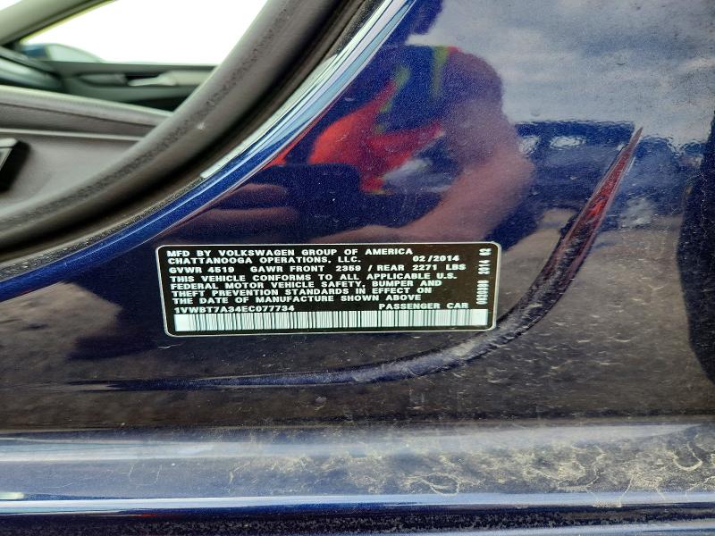 Продаж на аукціоні авто 2014 Volkswagen Passat, vin: 1VWBT7A34EC077734, номер лоту: 59685436