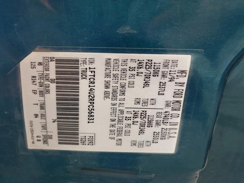 1994 Ford Ranger მანქანა იყიდება აუქციონზე, vin: 1FTCR14U2RPC56831, აუქციონის ნომერი: 61542836