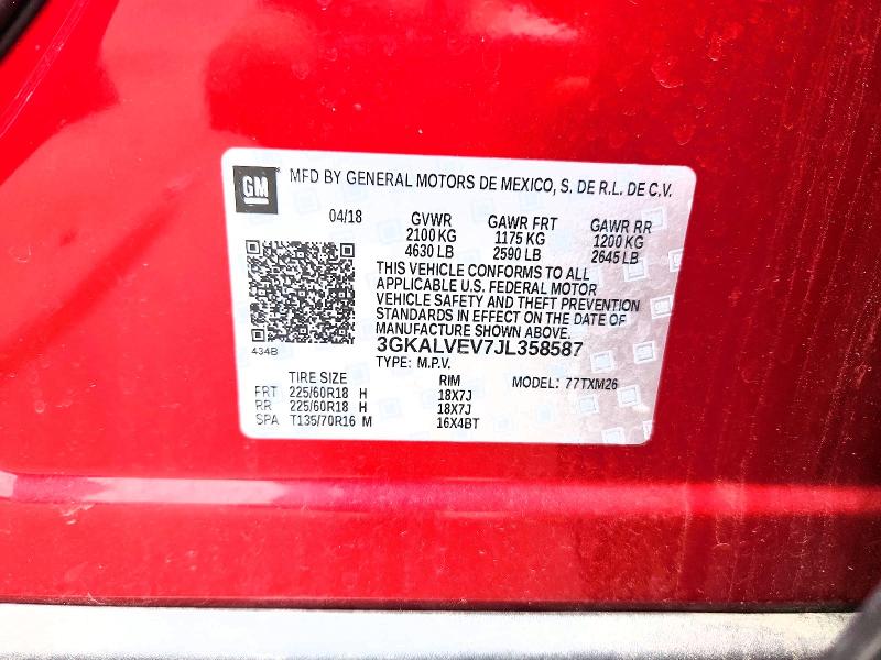 2018 Gmc Terrain მანქანა იყიდება აუქციონზე, vin: 3GKALVEV7JL358587, აუქციონის ნომერი: 60001256