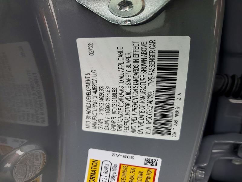 2026 Honda Accord მანქანა იყიდება აუქციონზე, vin: 1HGCY2F52TA012896, აუქციონის ნომერი: 59624656