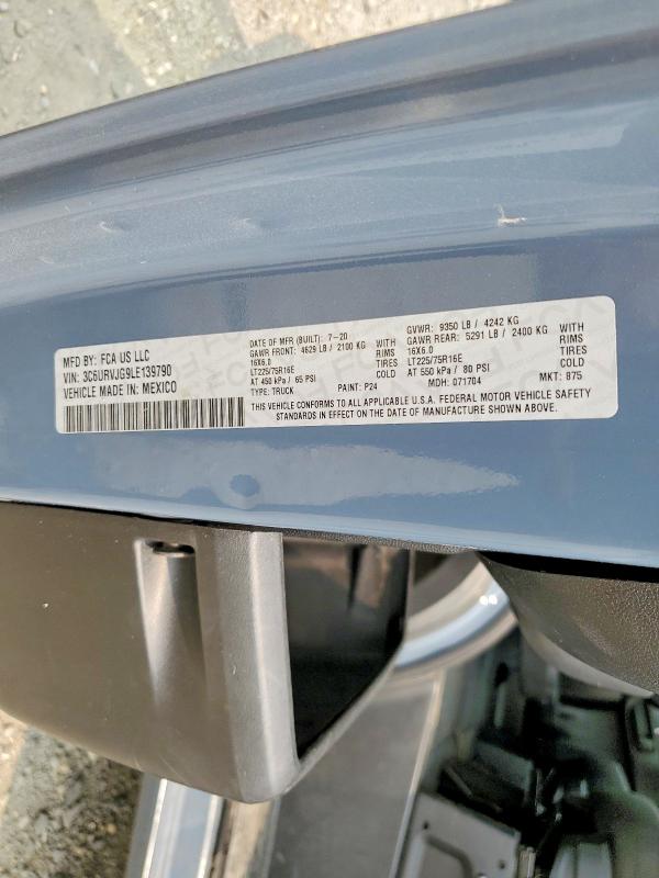 Продаж на аукціоні авто 2020 Ram Promaster 3500, vin: 3C6URVJG9LE139790, номер лоту: 61141436