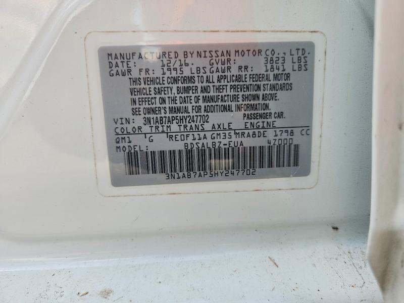 Продаж на аукціоні авто 2017 Nissan Sentra, vin: 3N1AB7AP5HY247702, номер лоту: 62910026