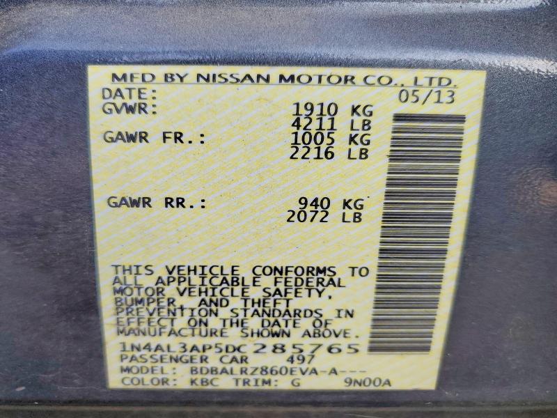 Продажа на аукционе авто 2013 Nissan Altima, vin: 1N4AL3AP5DC285765, номер лота: 60684566