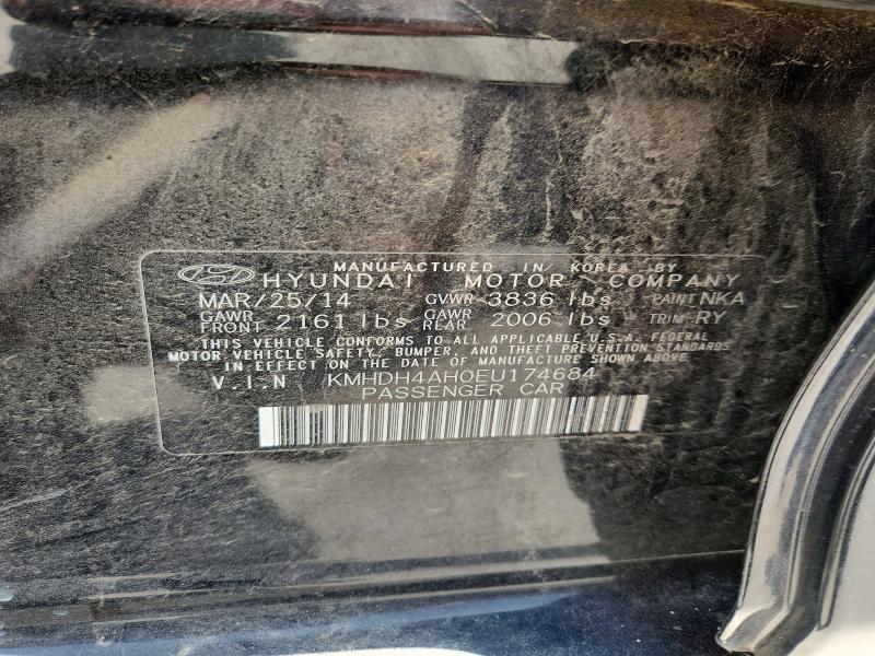 62620866 :رقم المزاد ، KMHDH4AH0EU174684 vin ، 2014 Hyundai Elantra مزاد بيع