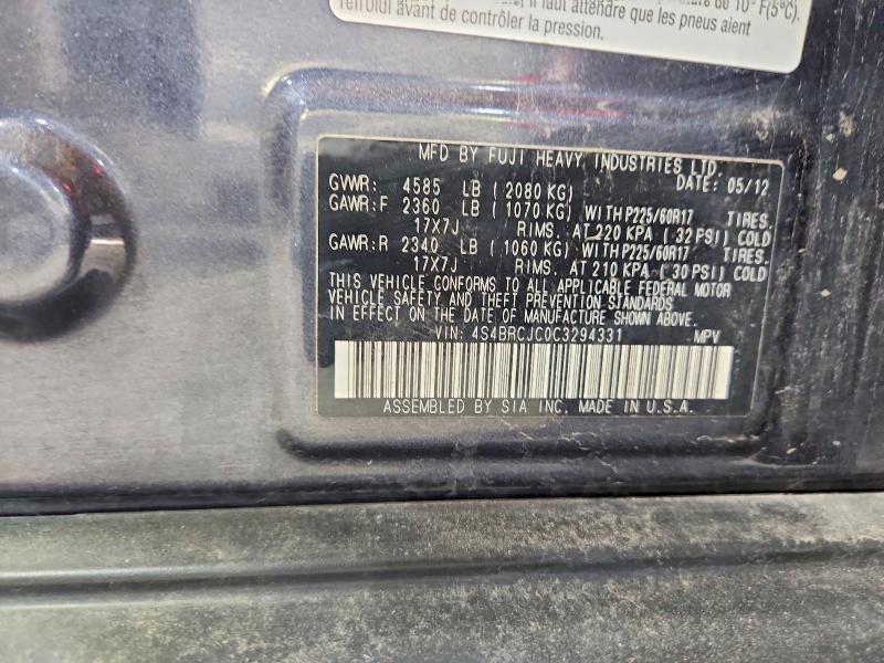 60638496 :رقم المزاد ، 4S4BRCJC0C3294331 vin ، 2012 Subaru Outback مزاد بيع