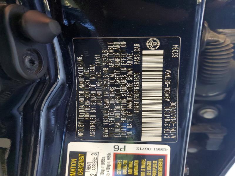 2015 Toyota Camry მანქანა იყიდება აუქციონზე, vin: 4T4BF1FK9FR461870, აუქციონის ნომერი: 61149716