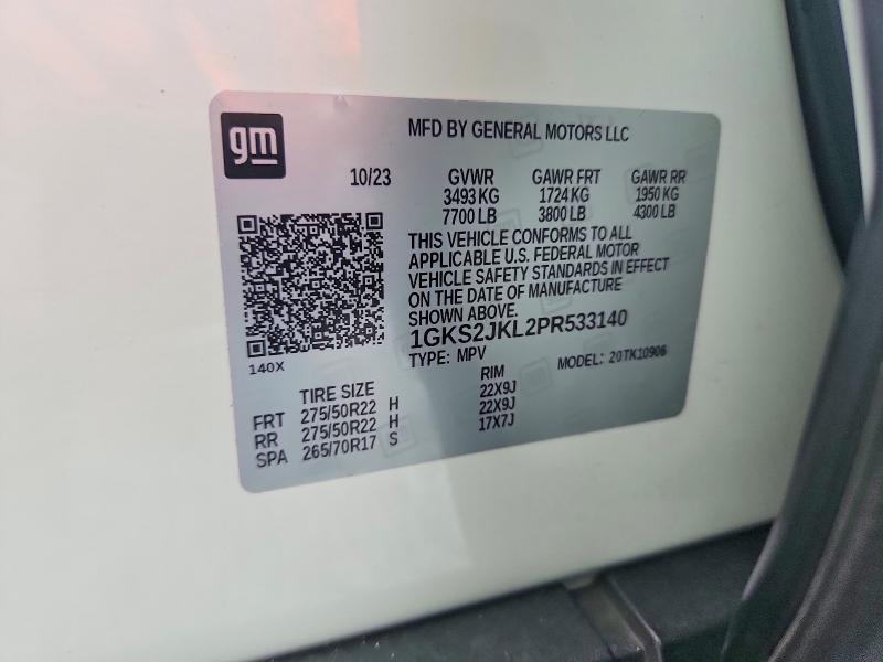 2023 Gmc Yukon Xl მანქანა იყიდება აუქციონზე, vin: 1GKS2JKL2PR533140, აუქციონის ნომერი: 62638476