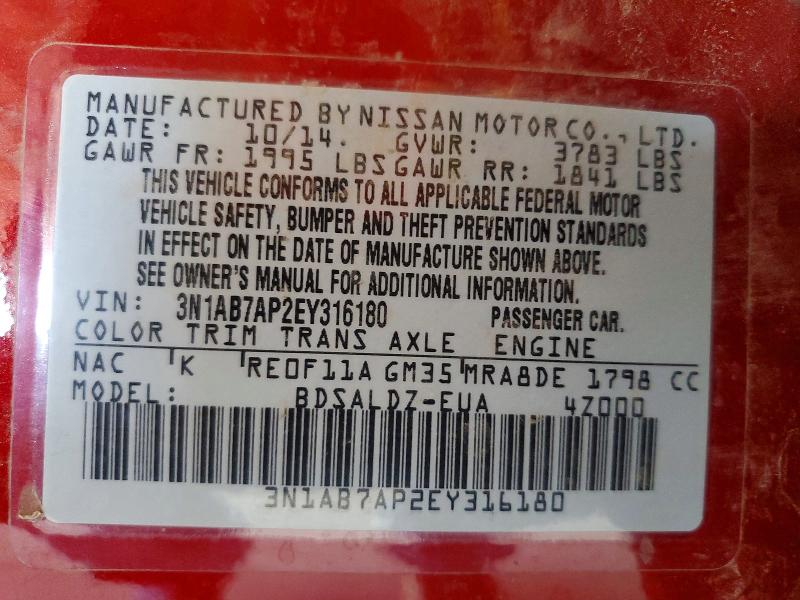 Продаж на аукціоні авто 2014 Nissan Sentra, vin: 3N1AB7AP2EY316180, номер лоту: 63336926