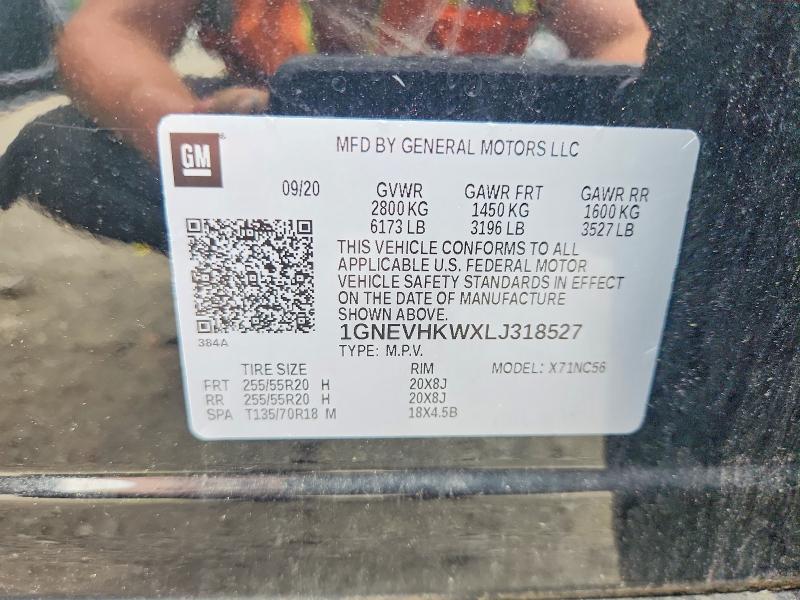 Aukcja sprzedaży 2020 Chevrolet Traverse, vin: 1GNEVHKWXLJ318527, numer aukcji: 62829336