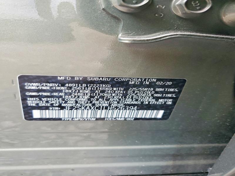 63158646 :رقم المزاد ، JF2SKAXC1LH526394 vin ، 2020 Subaru Forester مزاد بيع