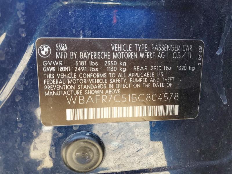 Aukcja sprzedaży 2011 Bmw 535, vin: WBAFR7C51BC804578, numer aukcji: 62608686