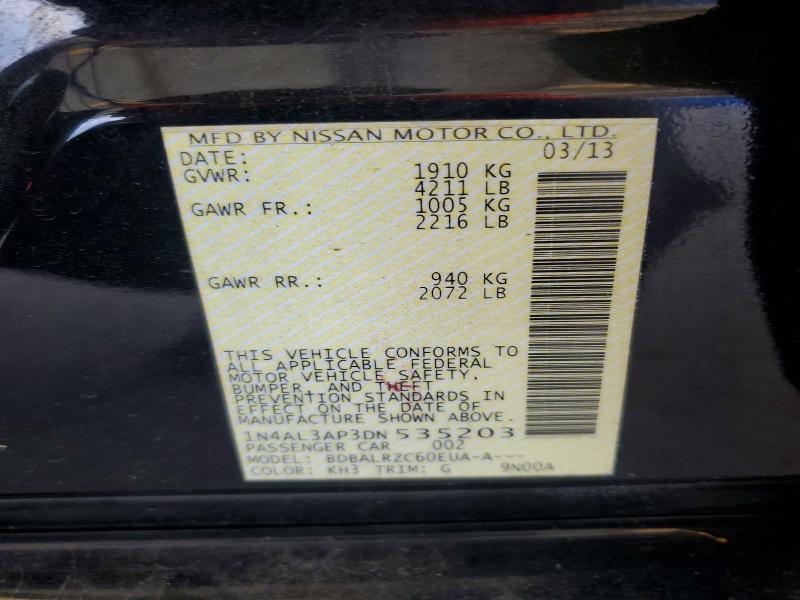 2013 Nissan Altima მანქანა იყიდება აუქციონზე, vin: 1N4AL3AP3DN535203, აუქციონის ნომერი: 61347036
