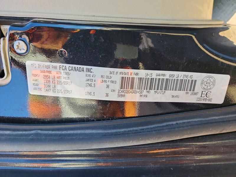 Auction sale of the 2016 Dodge Grand Caravan, vin: 2C4RDGBG4GR204587, lot number: 85995045