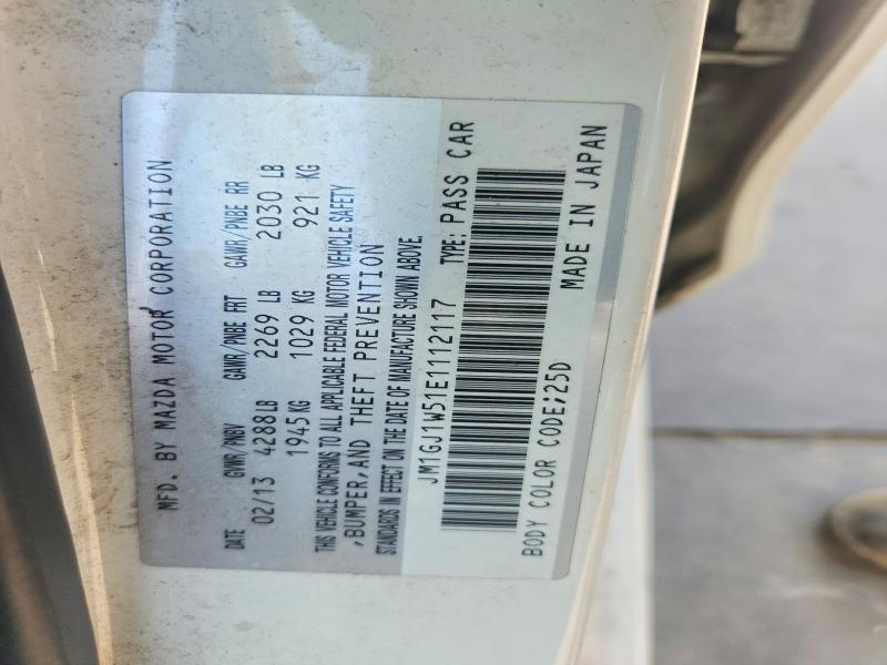 2014 Mazda 6 მანქანა იყიდება აუქციონზე, vin: JM1GJ1W51E1112117, აუქციონის ნომერი: 60436146