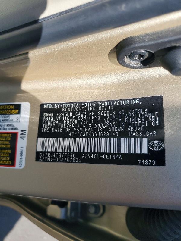 Продажа на аукционе авто 2011 Toyota Camry, vin: 4T1BF3EK0BU629140, номер лота: 63246136