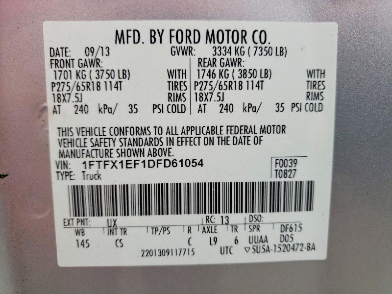 Продажа на аукционе авто 2013 Ford F150, vin: 1FTFX1EF1DFD61054, номер лота: 61049186