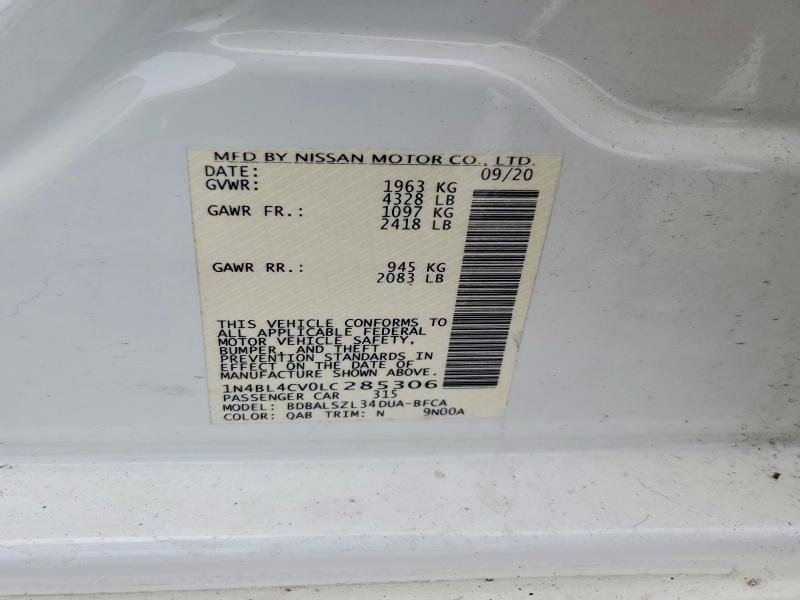 Продаж на аукціоні авто 2020 Nissan Altima, vin: 1N4BL4CV0LC285306, номер лоту: 62278946
