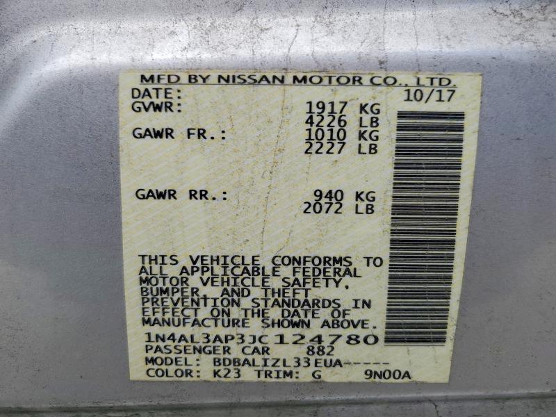 Продаж на аукціоні авто 2018 Nissan Altima, vin: 1N4AL3AP3JC124780, номер лоту: 61131446