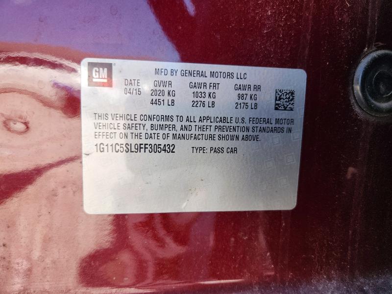 Aukcja sprzedaży 2015 Chevrolet Malibu, vin: 1G11C5SL9FF305432, numer aukcji: 63003336