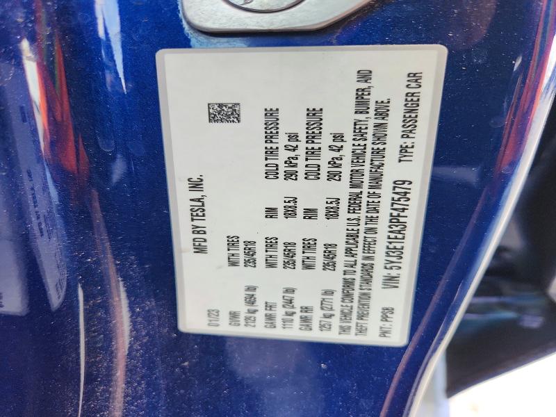 Aukcja sprzedaży 2023 Tesla Model 3, vin: 5YJ3E1EA3PF475479, numer aukcji: 59223396