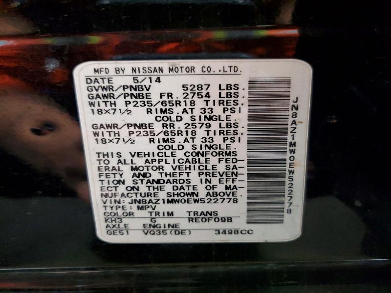 Продаж на аукціоні авто 2014 Nissan Murano, vin: JN8AZ1MW0EW522778, номер лоту: 60382246