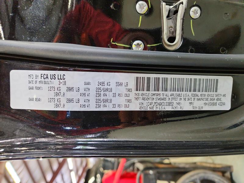 Aukcja sprzedaży 2019 Jeep Cherokee, vin: 1C4PJMDN6KD133852, numer aukcji: 62564896