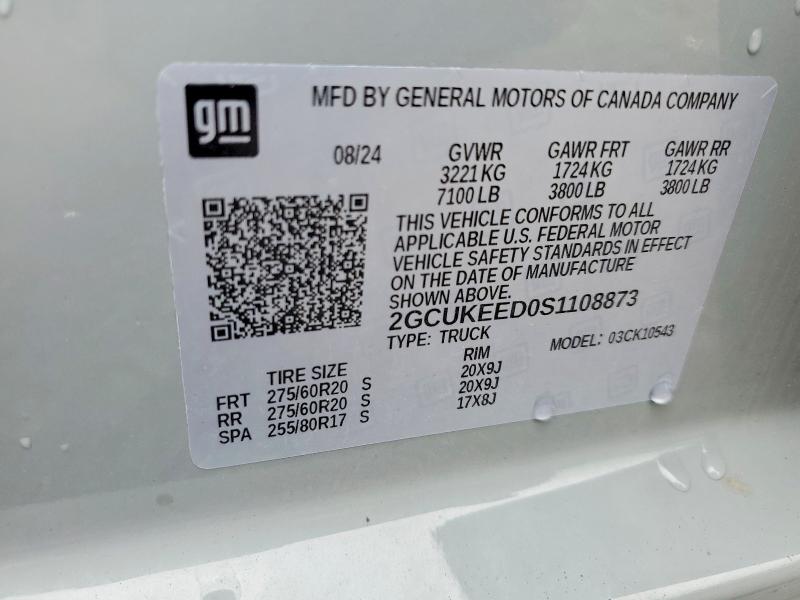 Продаж на аукціоні авто 2025 Chevrolet Silverado, vin: 2GCUKEED0S1108873, номер лоту: 63009996