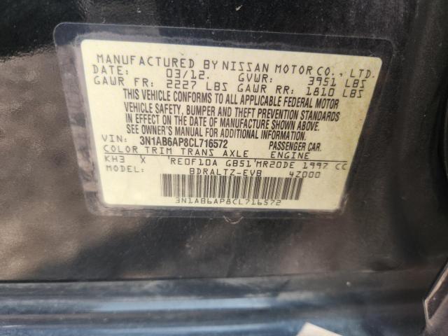 60969086 :رقم المزاد ، 3N1AB6AP8CL716572 vin ، 2012 Nissan Sentra مزاد بيع