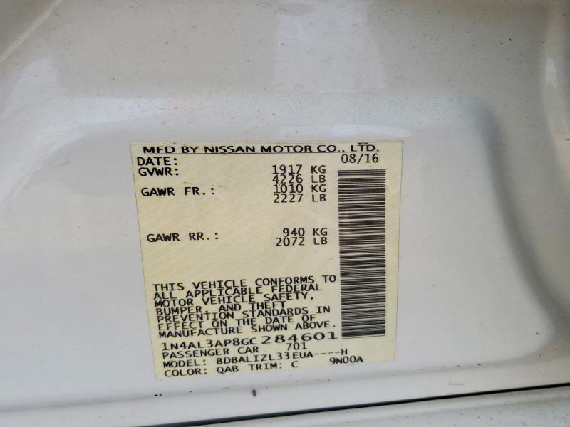 Aukcja sprzedaży 2016 Nissan Altima, vin: 1N4AL3AP8GC284601, numer aukcji: 61411766