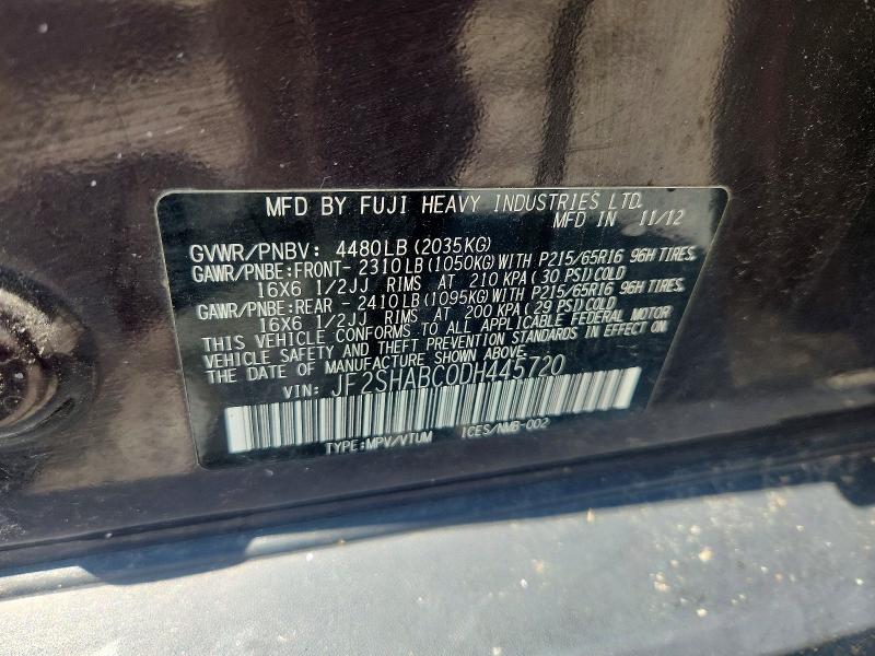 Продажа на аукционе авто 2013 Subaru Forester, vin: JF2SHABC0DH445720, номер лота: 62417076