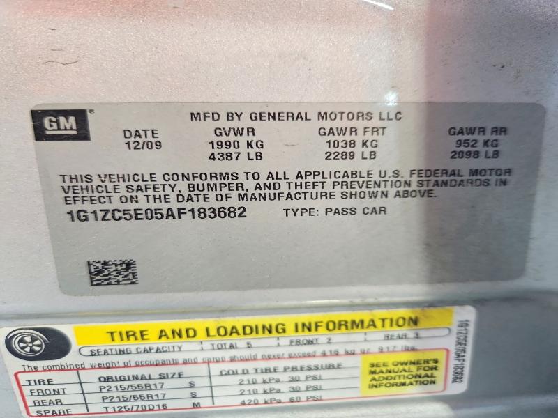 2010 Chevrolet Malibu მანქანა იყიდება აუქციონზე, vin: 1G1ZC5E05AF183682, აუქციონის ნომერი: 59614966