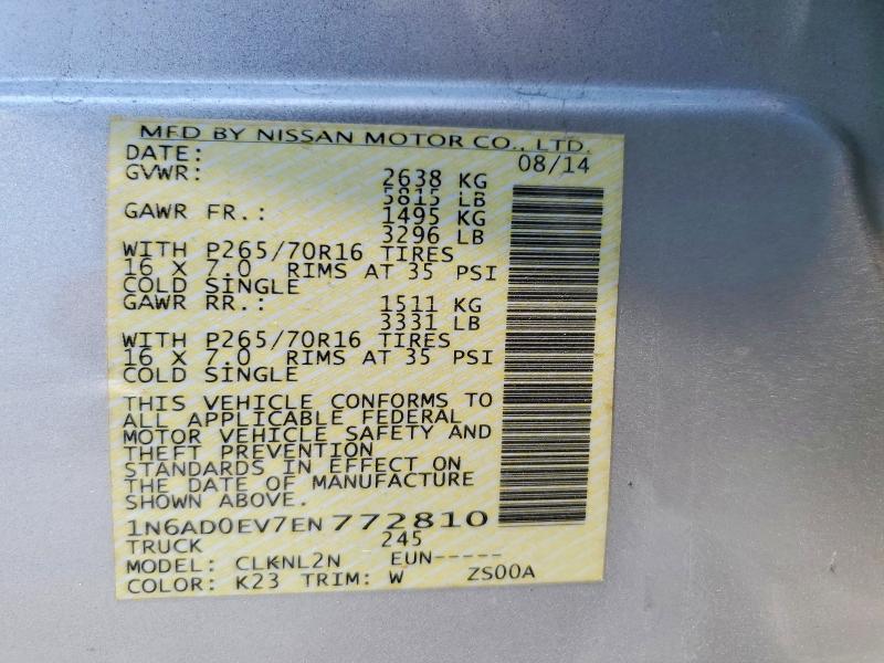 Продаж на аукціоні авто 2014 Nissan Frontier, vin: 1N6AD0EV7EN772810, номер лоту: 62863516