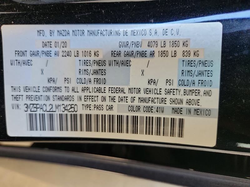 Продажа на аукционе авто 2020 Mazda 3, vin: 3MZBPACL2LM134250, номер лота: 61144126