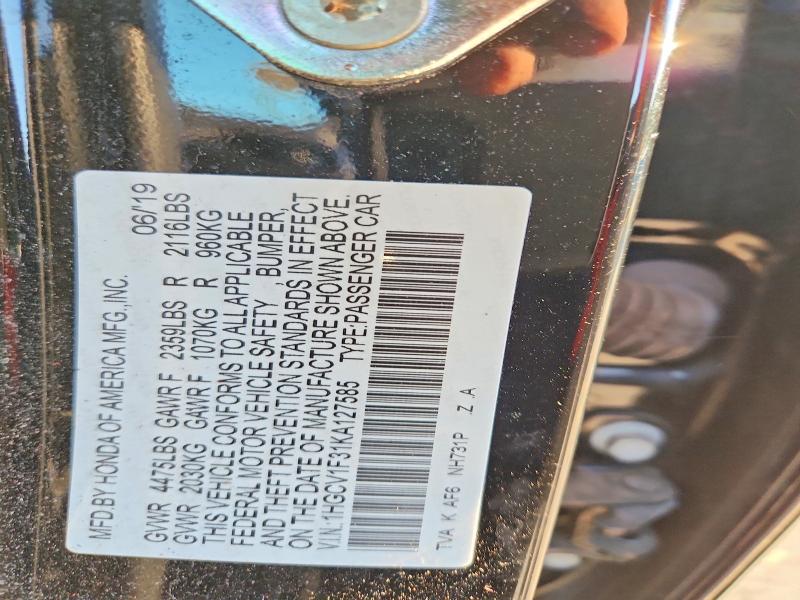 Продажа на аукционе авто 2019 Honda Accord, vin: 1HGCV1F31KA127585, номер лота: 60777676
