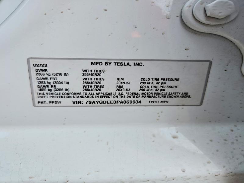 59372446 :رقم المزاد ، 7SAYGDEE3PA069934 vin ، 2023 Tesla Model Y مزاد بيع