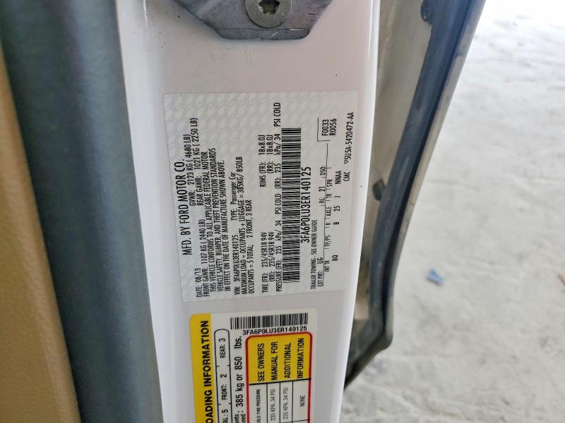 Aukcja sprzedaży 2014 Ford Fusion, vin: 3FA6P0LU3ER140125, numer aukcji: 59949016