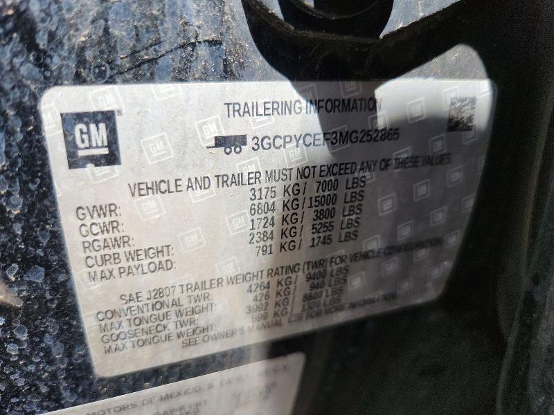 61071276 :رقم المزاد ، 3GCPYCEF3MG252865 vin ، 2021 Chevrolet Silverado مزاد بيع