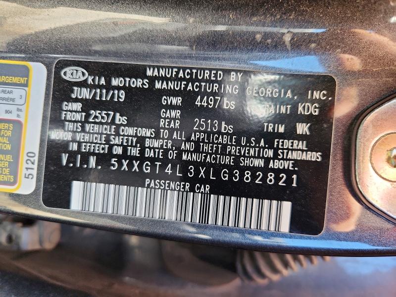 Продаж на аукціоні авто 2020 Kia Optima, vin: 5XXGT4L3XLG382821, номер лоту: 63041906
