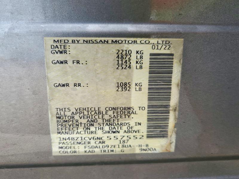 Aukcja sprzedaży 2022 Nissan Leaf, vin: 1N4BZ1CV6NC557552, numer aukcji: 60533016