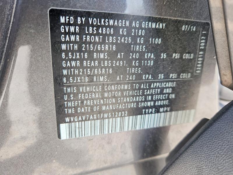 Продаж на аукціоні авто 2015 Volkswagen Tiguan, vin: WVGAV7AX1FW512832, номер лоту: 59542706