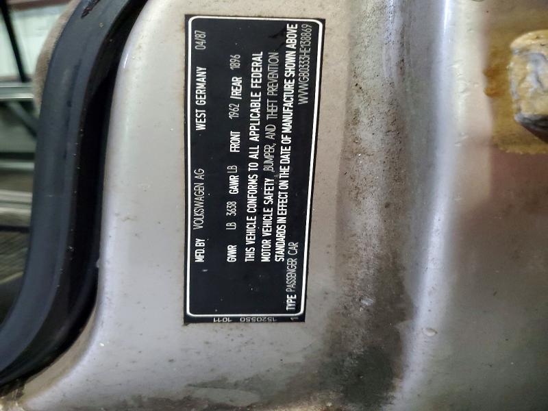 61774086 :رقم المزاد ، WVWGB0333HE138869 vin ، 1987 Volkswagen Quantum مزاد بيع
