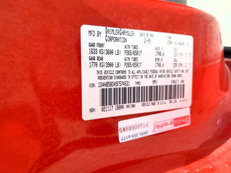 Продаж на аукціоні авто 2005 Dodge Durango, vin: 1D4HB58D45F574531, номер лоту: 61015776
